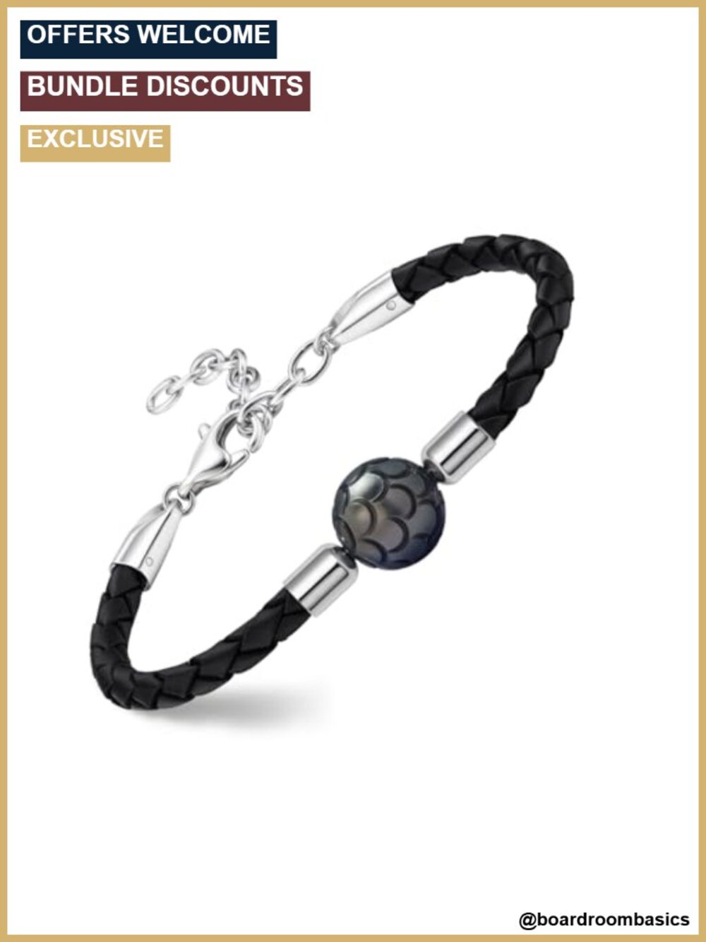 Hand-Carved Tahitian Pearl Braided Leather Bracelet Women Gift